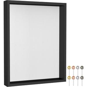 Califortree 11x14 Shadow Box Frame with Soft Linen Back - Metal Push Pins Included, Memory Large Shadow Box Display Case for Bouquet Awards Medals Wedding Photos and More, Black