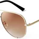 SORVINO Oversized Aviator Sunglasses for Women Men Trendy Retro Bulk Shade Black Faded Sun Glasses Classic UV Protection (Gold Frame/Brown Faded Lens)