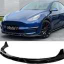 Front Bumper Lip Splitter Spoiler Compatible with Tesla Model Y 2020 2021 2022 2023 2024 Gloss Black 4-Pieces Sporty Style Accessories Air Chin Body Kit