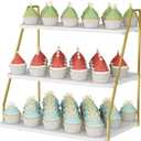 VyGrow Cupcake Stand, 3Tier Dessert Stand for 55 Cupcakes, Wood & Metal Tower Display Premium Holder Dessert Tree Tower for Christmas Birthday Weddings Party Decor, Serving Tray (White & Gold)