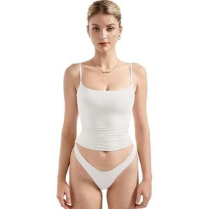 SUUKSESS Women Sexy Square Neck Tank Top Summer Y2K Going Out Basic Cami Shirt XS, White