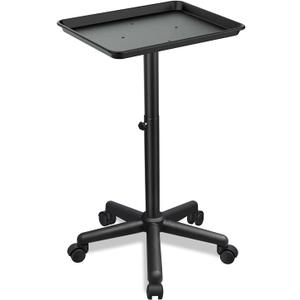 Salon Tray, Salon Rolling Tray with Adjustable Height, Salon Color Tray, Salon Tray on Wheels, Hair Color Tray and Hair Stylist Tray Non-Rusting (Deep Black)