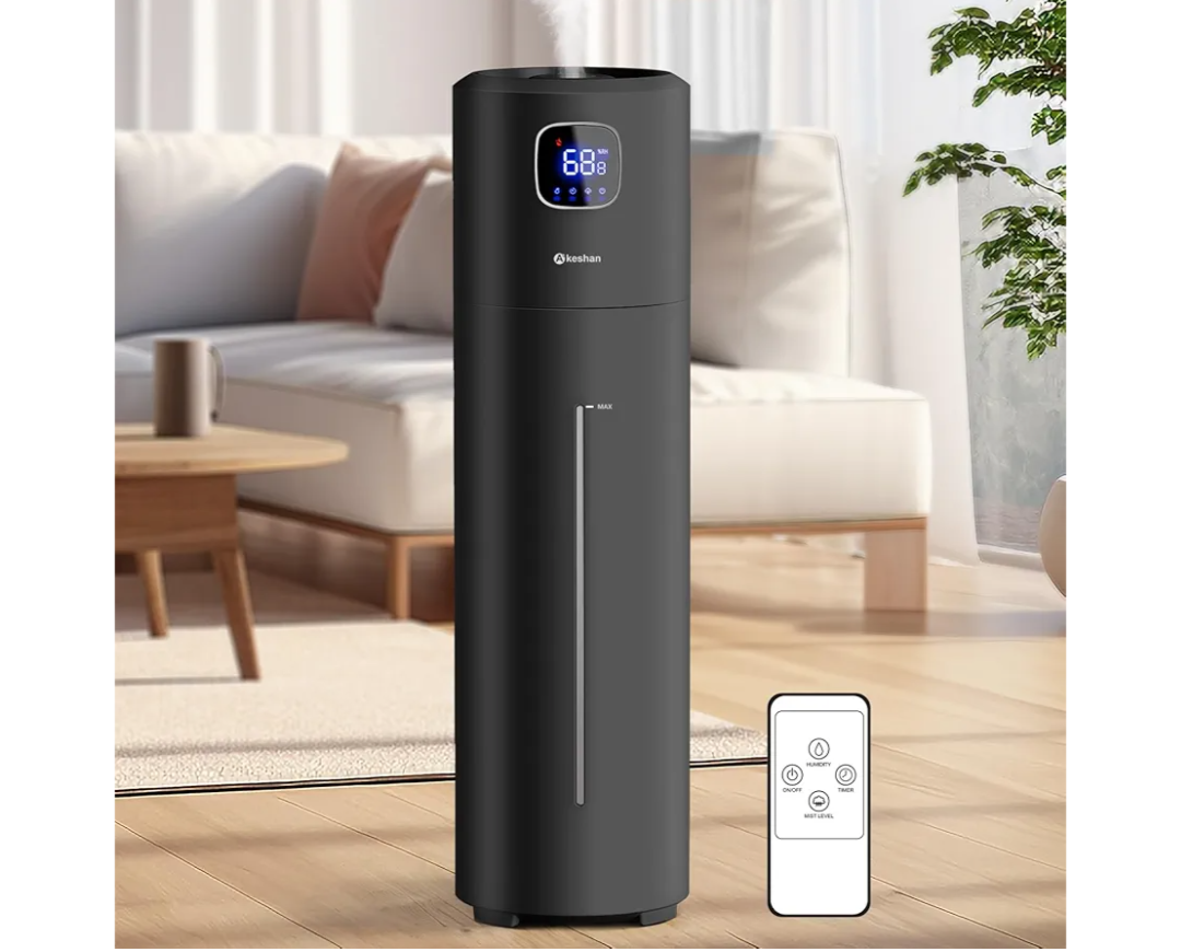Large Humidifiers for Bedroom, 9L/2.5Gal Ultrasonic Cool Mist, Easy Clean with 350ML/H Large Mist Speed, Quiet Tower, Suitable for Kids Room Plant Yoga (Black)