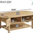 LVB Oval Rattan Coffee Table, 47" Boho Wood Living Room Table with Storage, 47.24 Inch