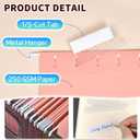 25-Pack Pastel Hanging File Folders, Letter Size with 1/5-Cut Tabs, 35 Transparent Label Cards, 50 Sticker LabelsHome Office & Filing Cabinets