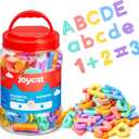 JoyCat Magnetic Letters and Numbers, Uppercase and Lowercase Alphabet Fridge Magnets, Preschool Educational Learning Plastic ABC 123 Colorful Toy Set, Math Symbols for Toddlers, Kids (104 PCS)