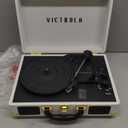 Victrola Journey Bluetooth Portable Suitcase Record Player  with Built-in Speakers, 3 Speed Vinyl Record Player, RCA Out, Headphone Jack (White)