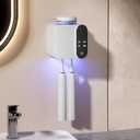 Electric Toothbrush Holders with Smart Drying and Cleaning,Toothbrush Holders for Bathrooms with Solar Charging,Toothbrush Holder Wall Mounted with 1 Cups and 2 Brush Slots (White)