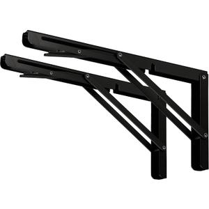 CLT 22" Black Folding Shelf Brackets Max. Load 550 lb, Heavy Duty DIY Wall Mounted Shelf Bracket Space Saving for Table Work Bench, Pack of 2