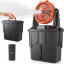 lynker Portable Misting Fan with Remote, Camping Fan with 20000mAh Rechargeable Battery Operated, 6L Water Tank, 3 Speed Levels, 2 Spray Modes, Hanging & Lighting for Outdoor Indoor Cooling (Orange)