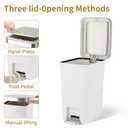 Small Bathroom Trash Can with Lid and 3 Rolls Trash Bags, Step Pedal Wastebasket Plastic Garbage Can with Pop-Up Lid 2.6 Gallon Bin for Kitchen, Bedroom, Office, Dorm, Laundry, Toilet, Rv, White