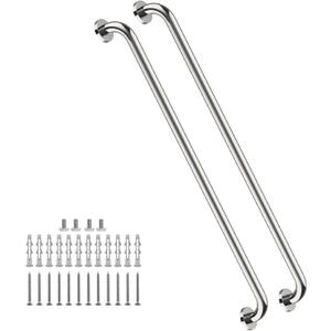 2 Pack 40 Inch Shower Grab Bar, ZUEXT SUS304 Stainless Steel Chrome Bathroom Grab Bar Handle, Shower Balance Bar, Safety Hand Rail Support, Handicap Elderly Senior Assist Bath Handle(1.25" Diameter)
