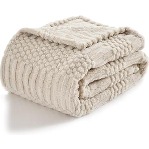 lifein Throw Blanket for Couch-Soft Boho Bed Throw Blanket, Beige Fleece Cute Tan Fluffy Lightweight Cozy Blanket for Spring(60x80,Khaki)
