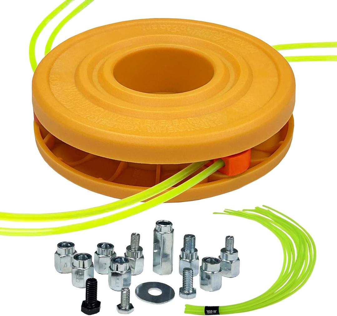 Universal Weed Eater Head, H011 Easy Load String Trimmer Head Replacement Weed Wacker Head Fits Most Standard Models of Gas and Electric Weed Trimmer, Includes 15 pcs 1FT-0.095" Trimmer Line, Yellow