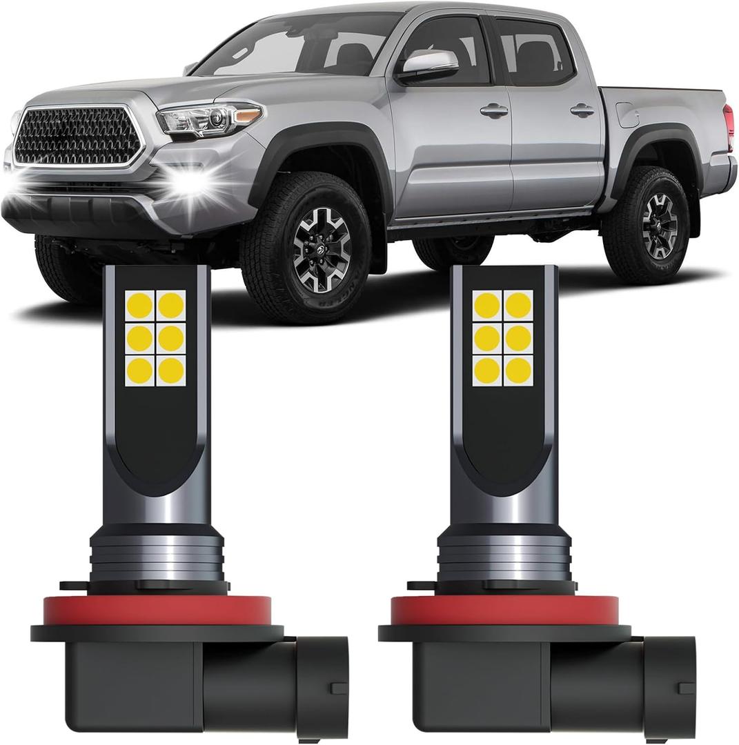 XFLHEHD Tacoma LED Fog Lights Compatible with 2012-2023 Toyota Tacoma Fog Light Bulbs Kit, 6500K Cool White, Pack of 2
