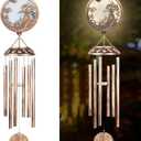 FSVGYY Solar Angel Wind Chimes for Outside-Memorial Wind Chimes- Memorial Wind Chime for Garden/Patio Decor Gifts for Mom Women-Loss of Loved One (33 Inch Deep Tone)