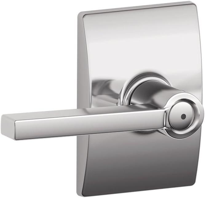Schlage F40 LAT 625 CEN Latitude Door Lever with Century Trim, Bed & Bath Privacy Lock, Bright Chrome