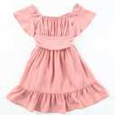 blibean Girls Summer Tie Back Dress Tween Kids Off Shoulder Dresses Size 4-15 Years (12-13 Years)