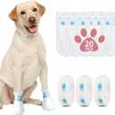 Disposable Dog Booties for Paw Protection - Waterproof, Adjustable Self-Adhesive Straps, 20 Count Dog Shoes for Indoor & Outdoor Use, Walking, Hiking, Pos (M7.5-17.5KG)