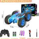 Terucle Remote Control Car, Rc Cars Stunt Toys New Upgraded Strip Lights and Headlights Toys Double-Sided 360 Rotating 4WD Drift Truck for Boys Girls Birthday Gift (Blue)