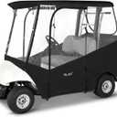 Golf Cart Enclosure 2 Passenger for Yamaha G29 Drive 2 600D Waterproof Windproof Driving Rain Cover Fit 2-Seater Short Roof with 4-Sided Clear Windows Mirror Openings Roll-up Zipper Door Black