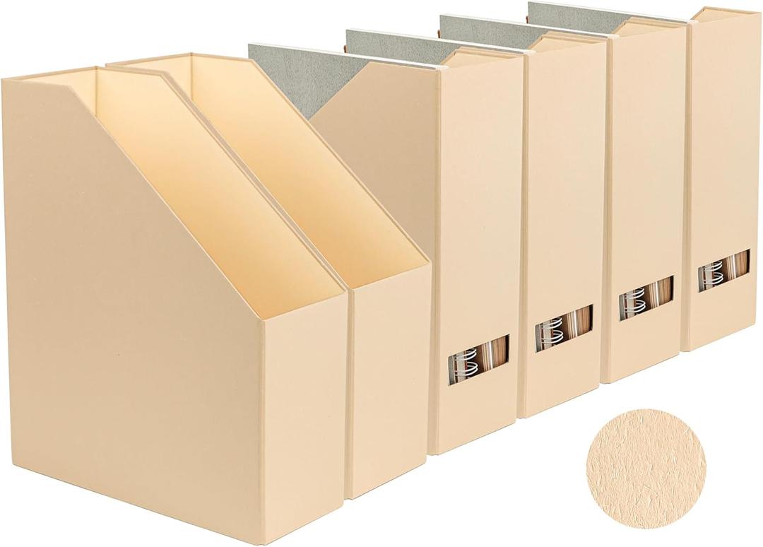 Magazine Holder - File Holder and Desk Organizer, Cardboard Book Organizer and Storage Box for Documents, Magazine Holder Rack for Office, Home and Classroom (Latte Brown, 6-Pack) Magazine Holder - File Holder and Desk Organizer, Cardboard Book Organizer and Storage Box for Documents, Magazine Holder Rack for Office, Home and Classroom (Latte Brown, 6-Pack)