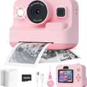 Kids Camera Instant Print,1080P Kids Instant Cameras That Print Photos,Christmas Birthday Gifts for Girls Age 3-12,Portable Toy for 3 4 5 6 7 8 9 10 Year Old Girls Boys Pink