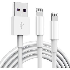2 Pack Apple MFi Certified iPhone Charger Cable 6Ft, Apple Lightning to USB Cable Cord 6 Foot, 2.4A Fast Charging, Apple Phone Long Chargers for iPhone 14/13/12/11/ X/XS/XR/8/7/6/SE Plus Pro Max Mini (White)