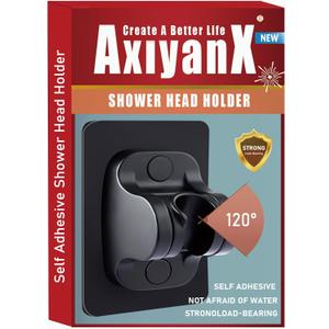 Self Adhesive Shower Head Holder Wall Mount,Adjustable Handheld Shower Head Holder,NO Drilling Wall Shower Wand Holder for rv Shower Kids Shower Bathroom Shower (Black-1pcs)