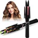 Auto Rotating Hair Curler - 4 Temperature and Timer Settings, Automatic Curling Iron with Automatic Shut-Off, Anti-Tangle and Scalding, Curling Wand for Long Lasting Curls (Black)