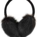 ZLYC Womens Girls Winter Fashion Adjustable Faux Fur EarMuffs Ear Warmers (Black)
