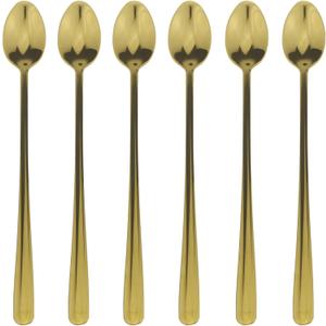 Long Handle Iced Tea Spoons, 6 Pcs 9.5-Inch Stainless Steel Dessert and Coffee Mixing Spoons for Milkshakes, Ice Cream, Cocktails, Cold Drinks (Oval)