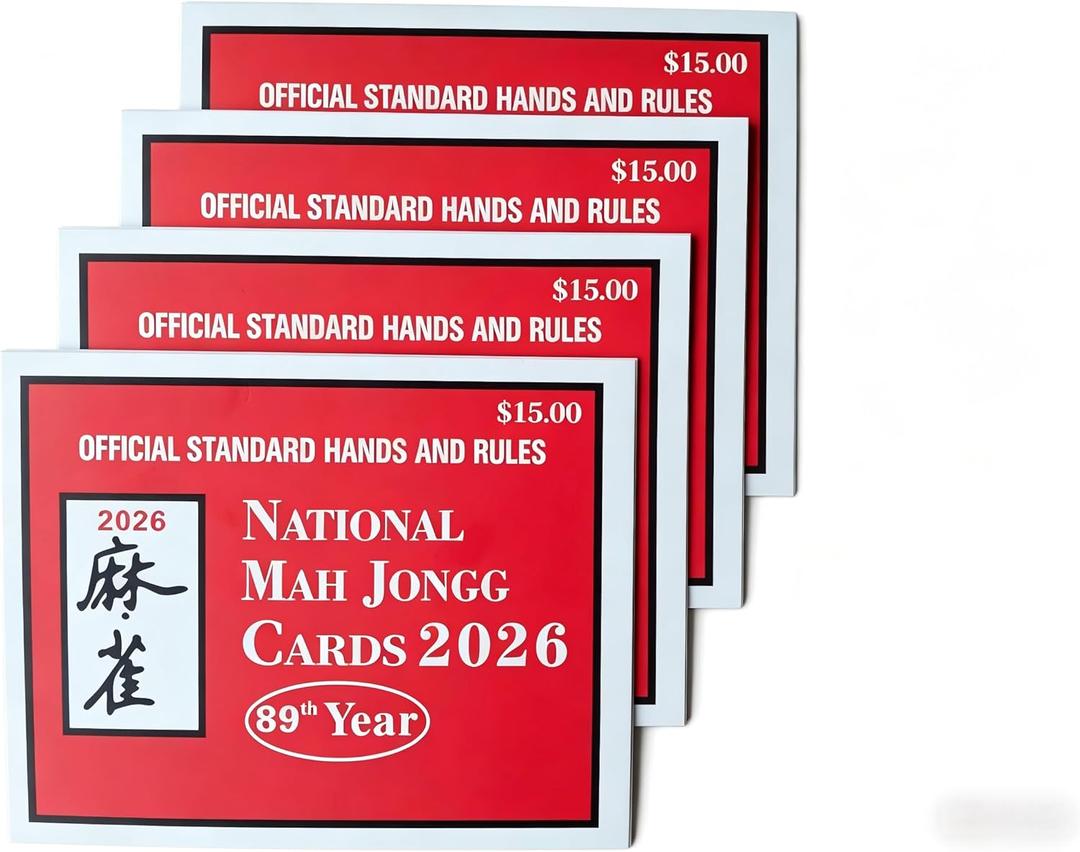 Mahjong Cards 2026, 4 PCS Mah Jongg Card Large Print, Easy to Read Rule Cards for Mah Jongg, Perfect Mahjong Accessories and Gifts for Mahjong Beginners