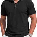 Runcati Mens Polo Shirts Short Sleeve Casual Work Golf T-Shirt Cotton Lightweight Regular Fit Summer Tees (Black)