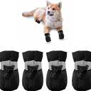 YAODHAOD Dog Shoes for Small Dogs, Puppy Dog Boots & Paw Protector for Winter Snowy Days, Anti-Slip Sole Dog Booties for Indoor Hardwood Floor 4PCS (Black, Size: 5)