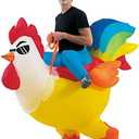 KOOY Inflatable Costume Adult, Riding Chicken Costume for Men/Women, Blow up Ride on Rooster, Funny Halloween Costumes Adult Christmas Holiday Party Suit, L