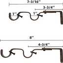 Heavy Duty Curtain Brackets, Fits up to 1 Inch Rods, Adjustable Double Curtain Holders, Set of 3, Bronze