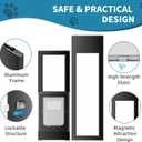 Dog Door for Sliding Glass Door, Magnetic Plastic Flap, Adjustable Height, No-Cut Insert with Lock, Ideal for Renters, Apartments, Patio Black M, Medium