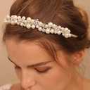 Elegant Rhinestone Pearls Wedding Headpiece Pearls Headband Wedding Headband for Women Bridal Hair Accessories for Women (silver)