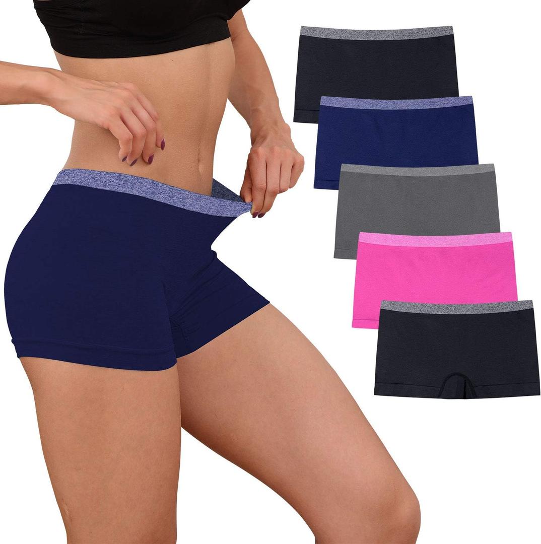 DEEP TOUCH Womens Seamless Underwear Boyshort Panties Boxer Briefs No Show Panty for Ladies Comfortable (Medium, Set 4)