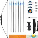 Procener 40" Bow and 28" Arrow Set for Kids, Archery Beginner Gift with 9 Arrows 2 Target Face, 1 Arm Guard and 1 Quiver, 18 Lb Recurve Bow Kit for Teen Outdoor Sports Game Hunting Toy (Black)