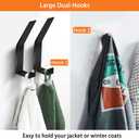 Coat Hooks Wall Mounted, 6 Packs Wall Hooks for Hanging Clothes, Coat, Towel, Rope, Keys, Hats, Purse, Screws Invisible Hooks for Kitchen, Bathroom, Cabinet, Hallways, Bedrooms (Black, 6Packs)
