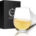 Chouggo Stemless Wine Glasses Set of 6, Hand Blown Premium Crystal Red Wine or White Wine Glass 18Oz - Hand Crafted by Artisans - Gifts for Women, Men, Wedding, Anniversary, Christmas, Birthday