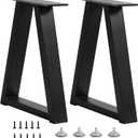 16 Inch Trapezoid Bench Legs Metal Coffee Table Legs, End & Side Table Feets, DIY Furniture for Desk Chair, Set of 2 (H16 x W10.8, Black)