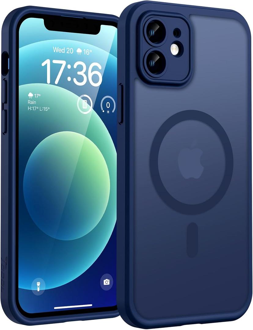 TOCOL for Phone 12 Case, Compatible with Magsafe Charger, Full Camera Protection, Drop Protection, Translucent Matte Phone Case for iPhone 12 6.1 inch (Dark Blue)