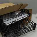 SONGMICS 5-Tier Bathroom Shelf, Storage Rack for Small Space, with 5 PP Shelf Liners, Removable Hook, Extendable Design, Ink Black and Translucent ULGR23BK