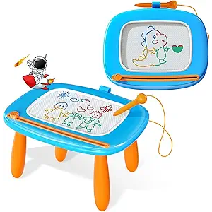Kikidex Magnetic Drawing Board, Toddler Girl Toys for 12 Year Old, Doodle Board Pad Learning and Educational Toys for 1 2 3 Year Old Baby Kids Birthday Gift(Light Blue)