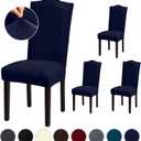 Stretch Dining Chair Covers Set of 4, Removable Washable Slipcovers for Dining Room, Hotel, Ceremony (XLarge-4 Pcs, .Navy Blue)