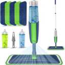 Spray Wet Mops for Hardwood Floor Cleaning: MEXERRIS Floor Mop with 5 Washable Pads for Swiffer Powermop & 2 Refillable Bottles - Home Commercial Dust Dry Mops for Wood Laminate Vinyl Tiles Ceramic (Green)