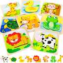 TOY Life Wooden Puzzles for Toddlers 2-4, Montessori Toys for 1 2 3 Year Old Toddler Boys Girls, Animals Jigsaw Puzzles, Educational Learning Toy Kids Puzzle, Best Gifts Toys for Baby Ages 1-3 2-4